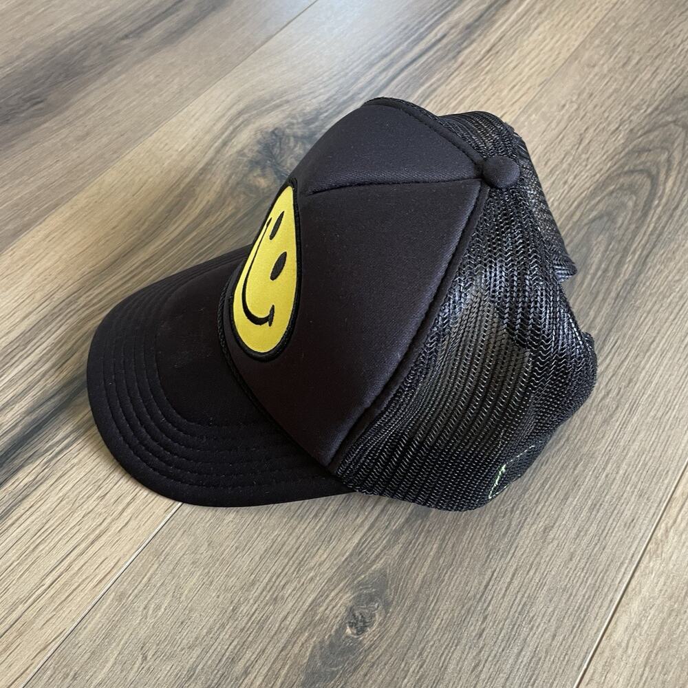 Aviator Nation Smiley Face Snapback Mesh Back Trucker Hat Black Yellow EUC - Picture 3 of 9